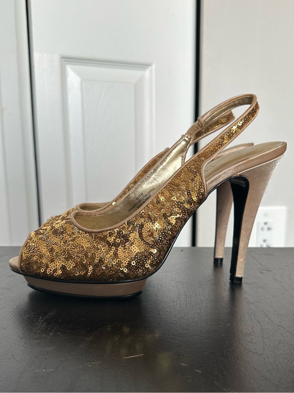 J.Renee - Gold sequin slingback peep-toe heels- Size 10M